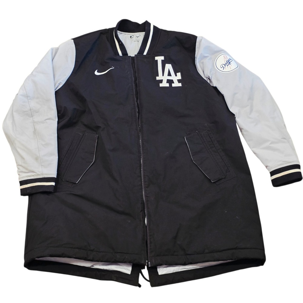 Nike Los Angeles Dodgers Black Gray Authentic Collection Dugout Jacket Mens XL